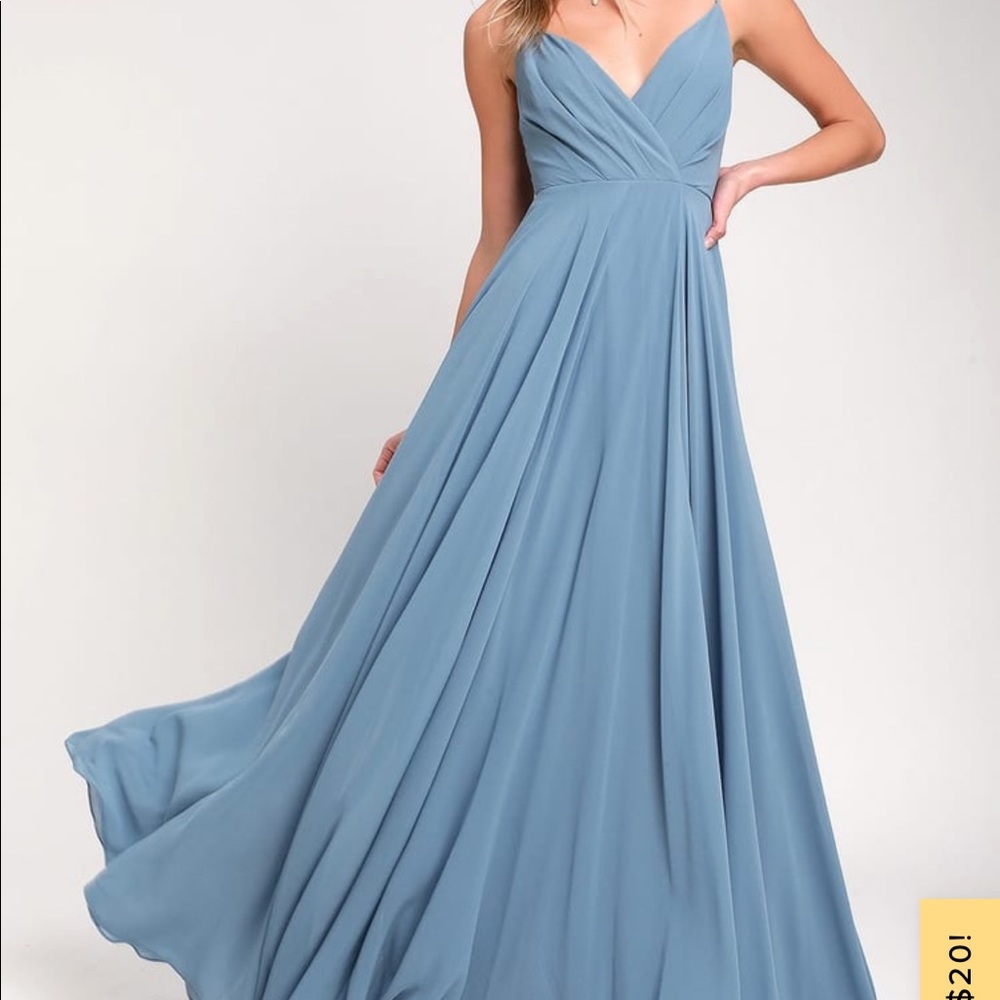 Lulus All About Love Slate Blue Maxi Dress